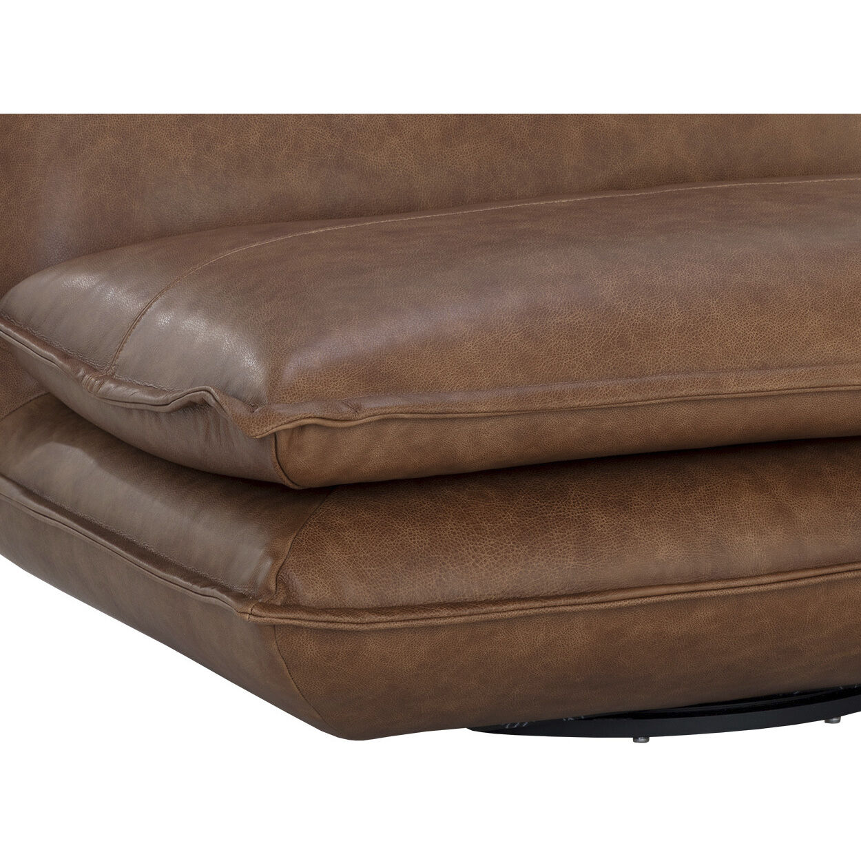 Colson Cognac Leather Swivel Armless Chair, Swivel